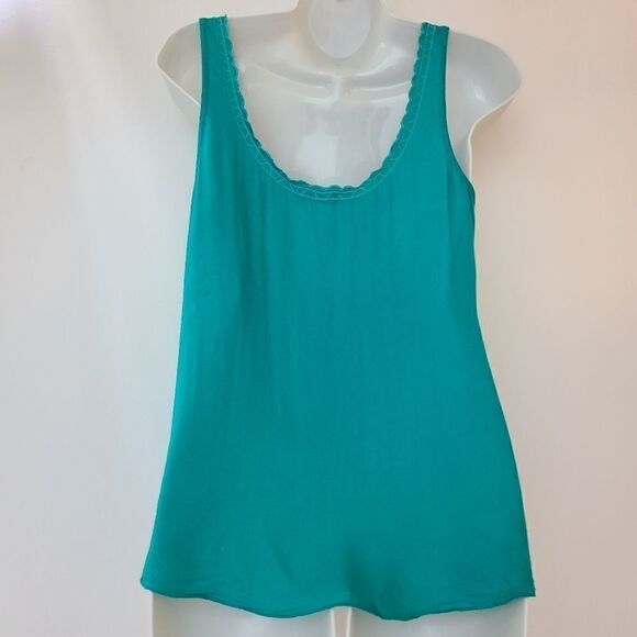 Aerie Scoop Scalloped Neckline Teal Tank Top โ Size S - Picture 3 of 7